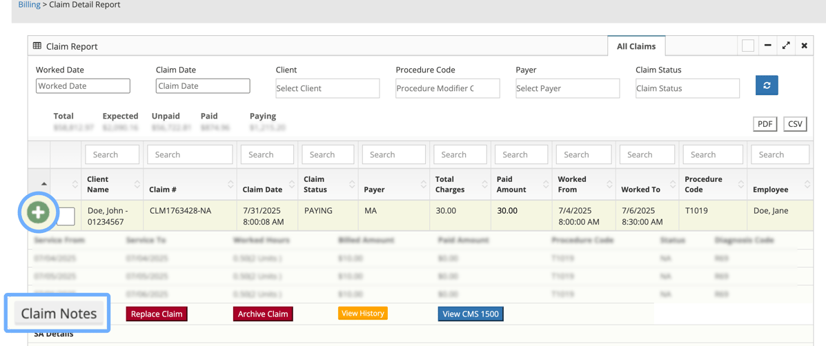 How to Void a Claim in the Claim Detail Report Page